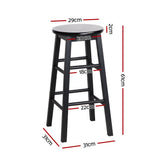 Table & Bar Stools: Artiss 4x Bar Stools Round Chairs Wooden Black