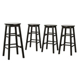 Table & Bar Stools: Artiss 4x Bar Stools Round Chairs Wooden Black