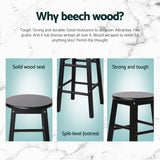 Table & Bar Stools: Artiss 4x Bar Stools Round Chairs Wooden Black