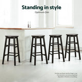 Table & Bar Stools: Artiss 4x Bar Stools Round Chairs Wooden Black