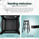 Table & Bar Stools: Artiss 4x Bar Stools Round Chairs Wooden Black