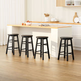 Table & Bar Stools: Artiss 4x Bar Stools Round Chairs Wooden Black