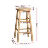 Table & Bar Stools: Artiss 4x Bar Stools Round Chairs Wooden Nature