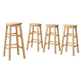 Table & Bar Stools: Artiss 4x Bar Stools Round Chairs Wooden Nature