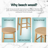 Table & Bar Stools: Artiss 4x Bar Stools Round Chairs Wooden Nature