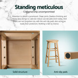 Table & Bar Stools: Artiss 4x Bar Stools Round Chairs Wooden Nature