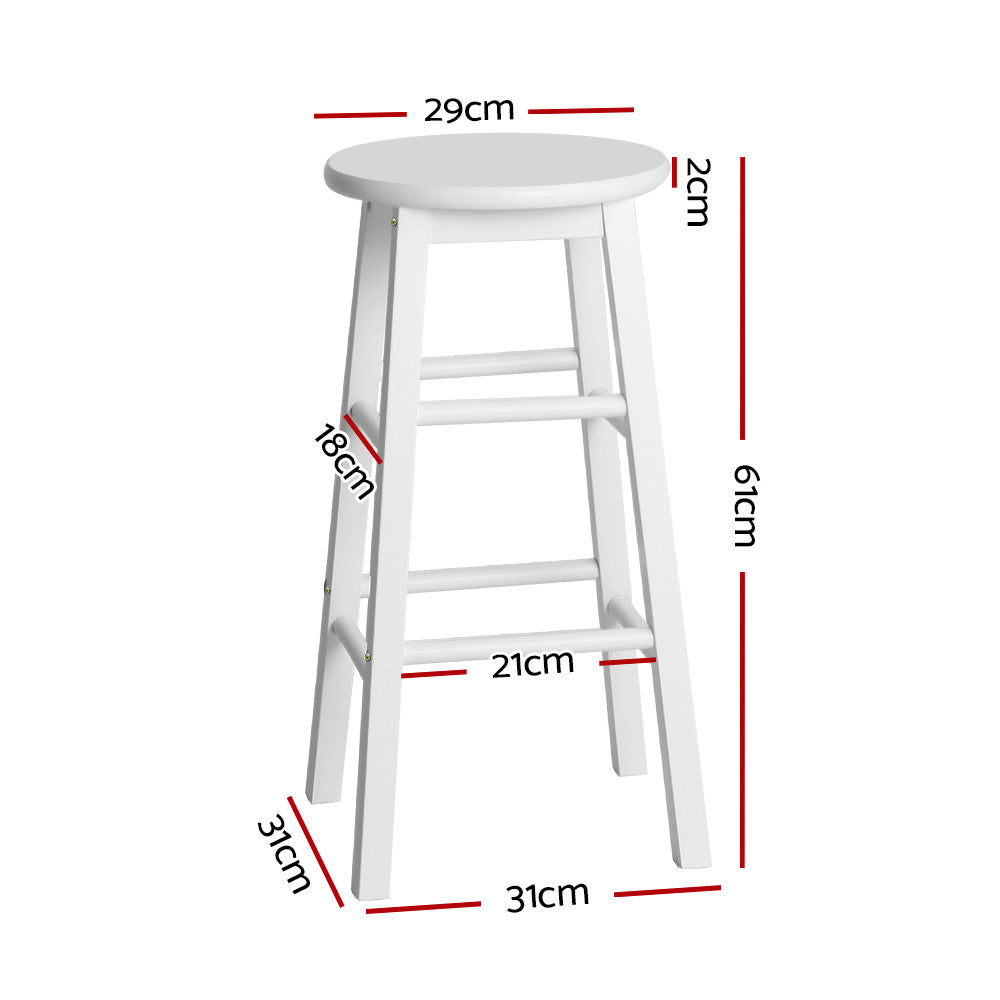 Table & Bar Stools: Artiss 2x Bar Stools Round Chairs Wooden White