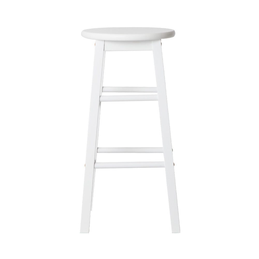 Table & Bar Stools: Artiss 2x Bar Stools Round Chairs Wooden White