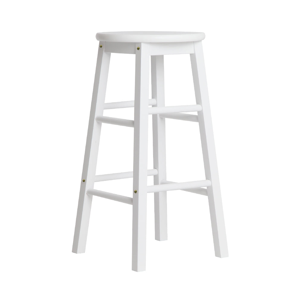 Table & Bar Stools: Artiss 2x Bar Stools Round Chairs Wooden White
