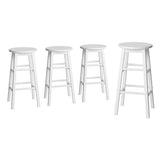 Table & Bar Stools: Artiss 4x Bar Stools Round Chairs Wooden White