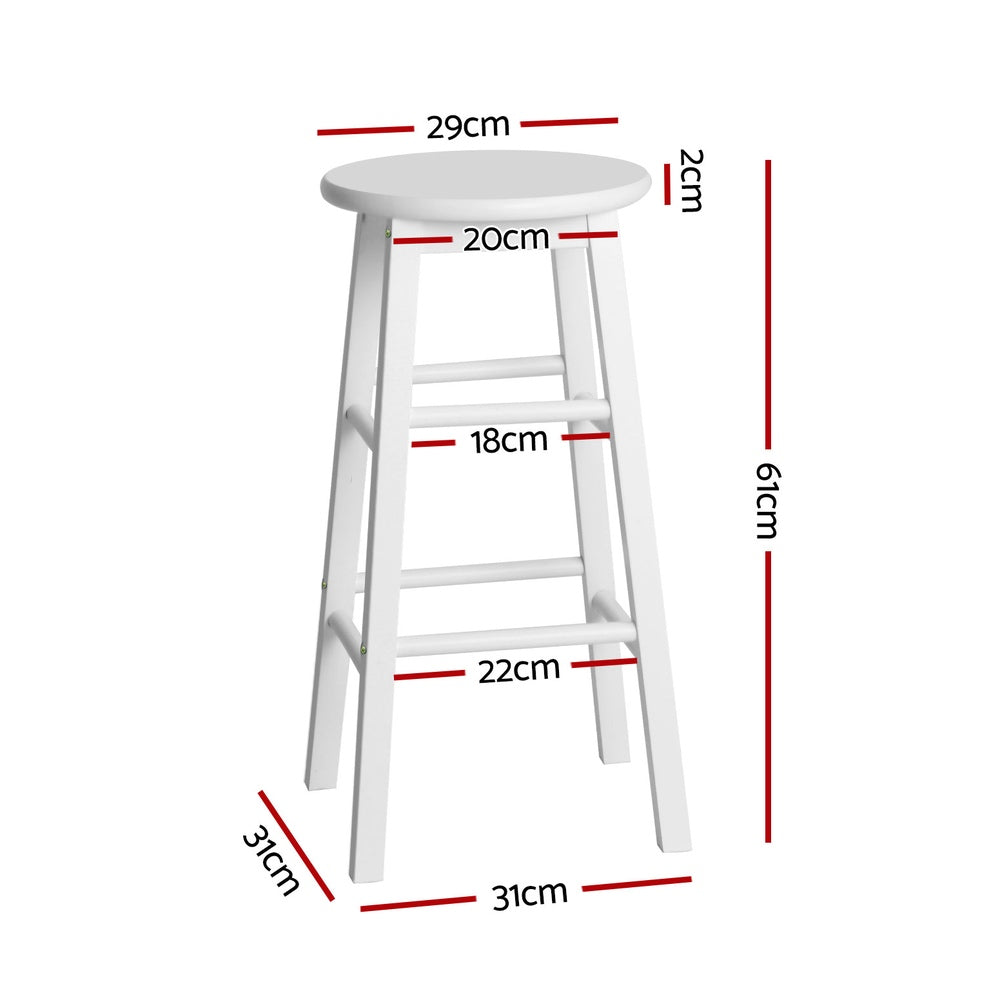 Table & Bar Stools: Artiss 4x Bar Stools Round Chairs Wooden White