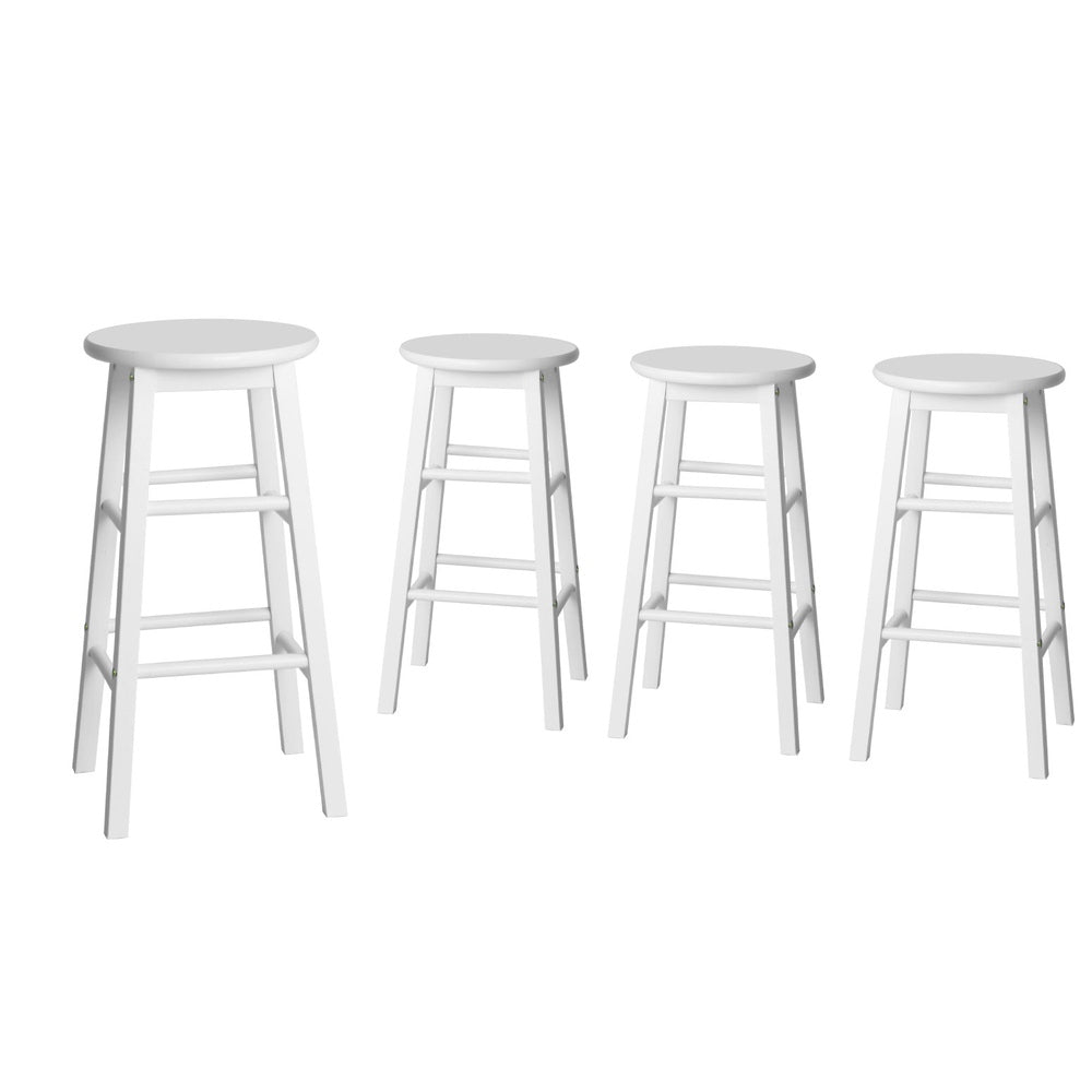 Table & Bar Stools: Artiss 4x Bar Stools Round Chairs Wooden White