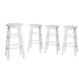 Table & Bar Stools: Artiss 4x Bar Stools Round Chairs Wooden White