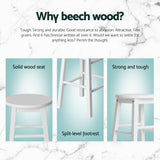 Table & Bar Stools: Artiss 4x Bar Stools Round Chairs Wooden White