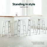 Table & Bar Stools: Artiss 4x Bar Stools Round Chairs Wooden White