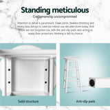 Table & Bar Stools: Artiss 4x Bar Stools Round Chairs Wooden White