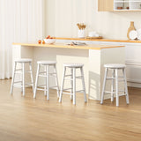 Table & Bar Stools: Artiss 4x Bar Stools Round Chairs Wooden White