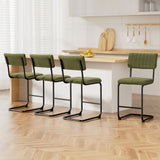 Table & Bar Stools: Artiss 4x Bar Stools Velvet Chairs Green