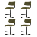 Table & Bar Stools: Artiss 4x Bar Stools Velvet Chairs Green