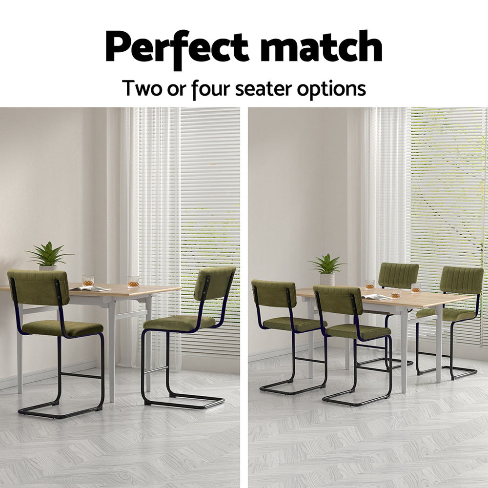 Table & Bar Stools: Artiss 4x Bar Stools Velvet Chairs Green