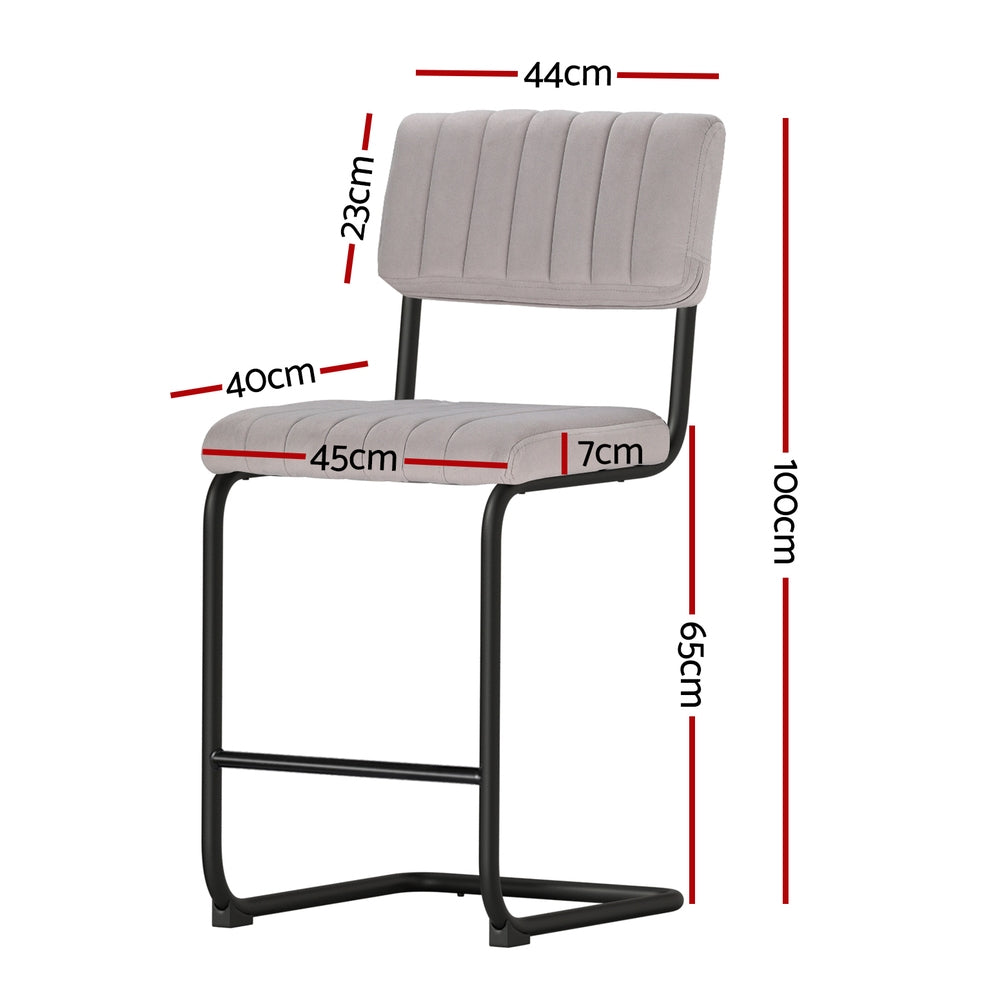 Table & Bar Stools: Artiss 2x Bar Stools Velvet Chairs