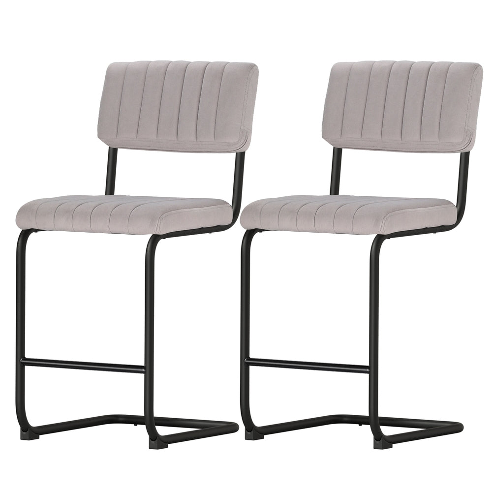 Table & Bar Stools: Artiss 2x Bar Stools Velvet Chairs
