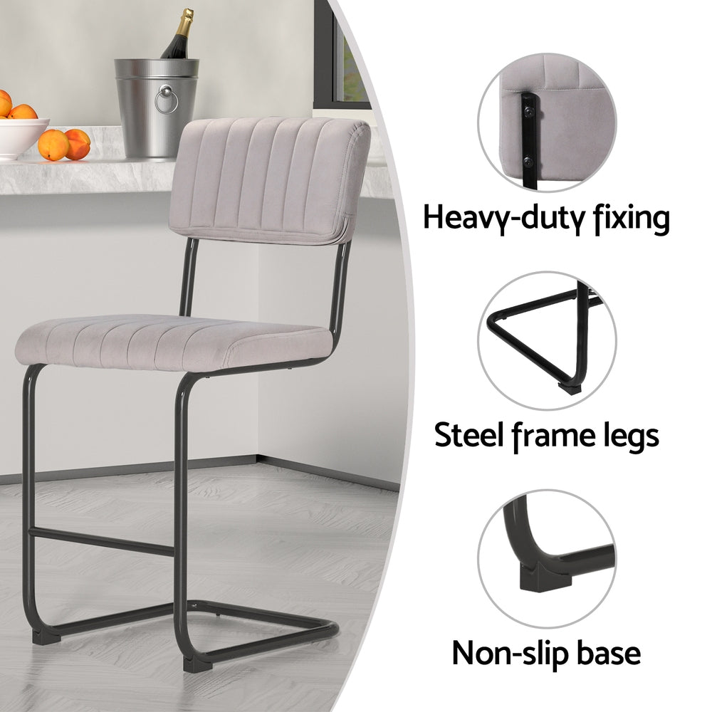 Table & Bar Stools: Artiss 2x Bar Stools Velvet Chairs