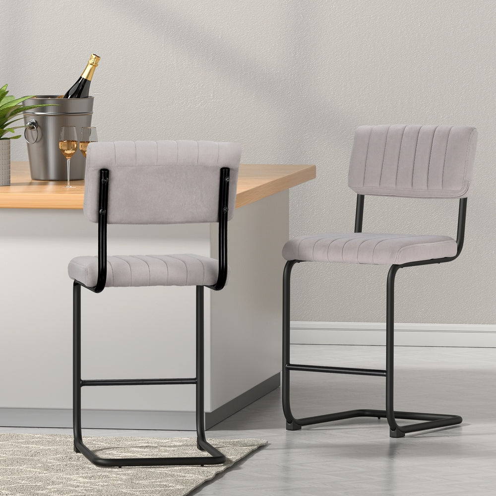 Table & Bar Stools: Artiss 2x Bar Stools Velvet Chairs