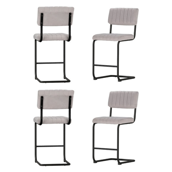 Artiss 4x Bar Stools Velvet Chairs Grey