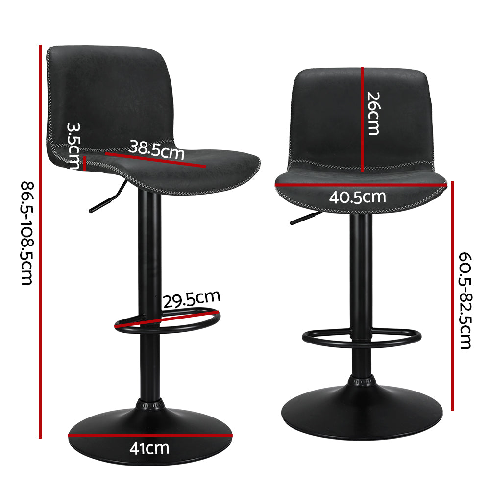 Table & Bar Stools: Artiss 2x Bar Stools Kitchen Swivel Bar Stool Gas Lift Chairs Barstools Black