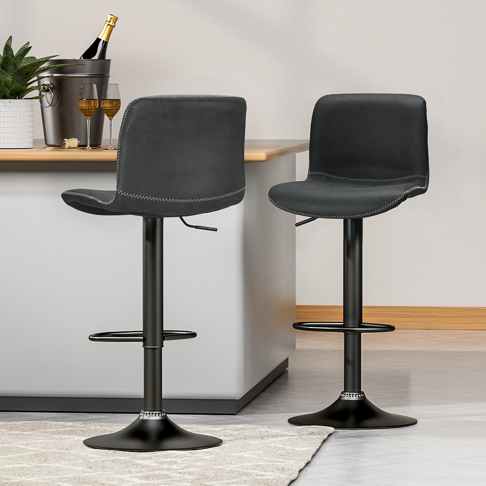 Table & Bar Stools: Artiss 2x Bar Stools Kitchen Swivel Bar Stool Gas Lift Chairs Barstools Black