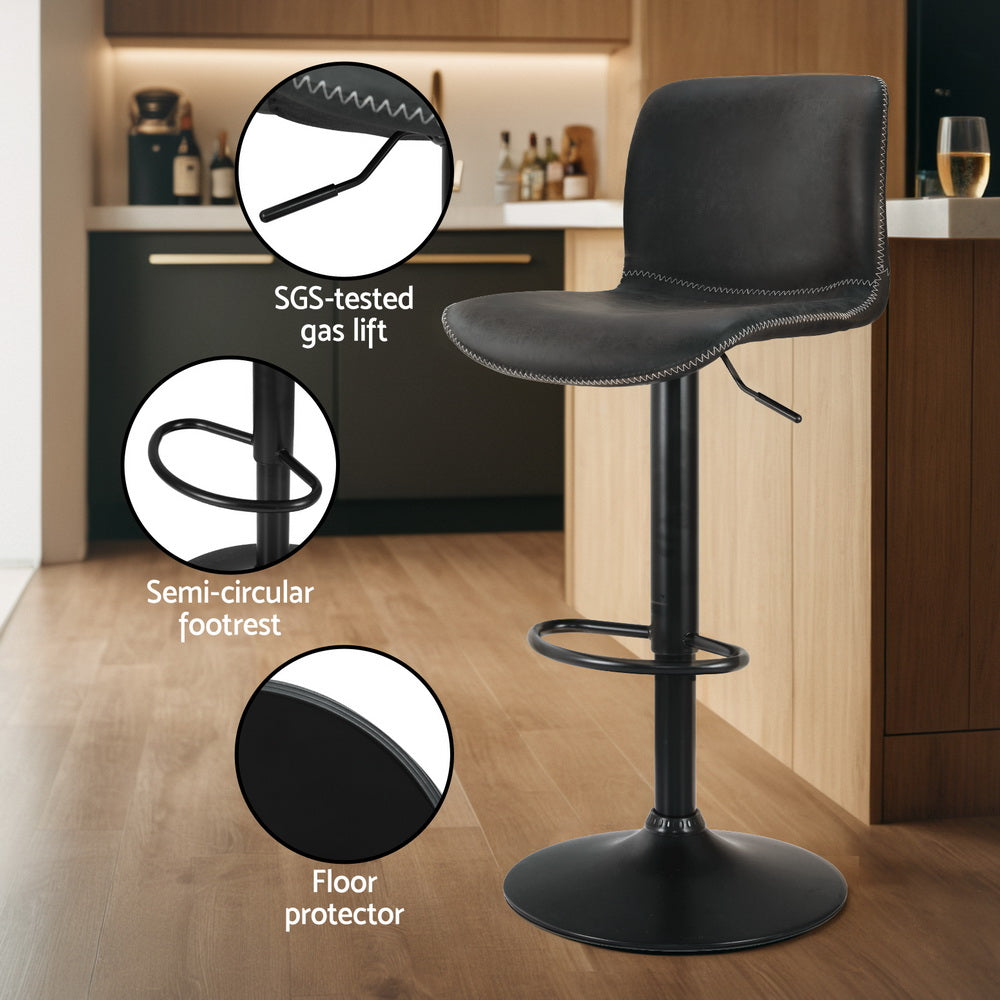 Table & Bar Stools: Artiss 2x Bar Stools Kitchen Swivel Bar Stool Gas Lift Chairs Barstools Black