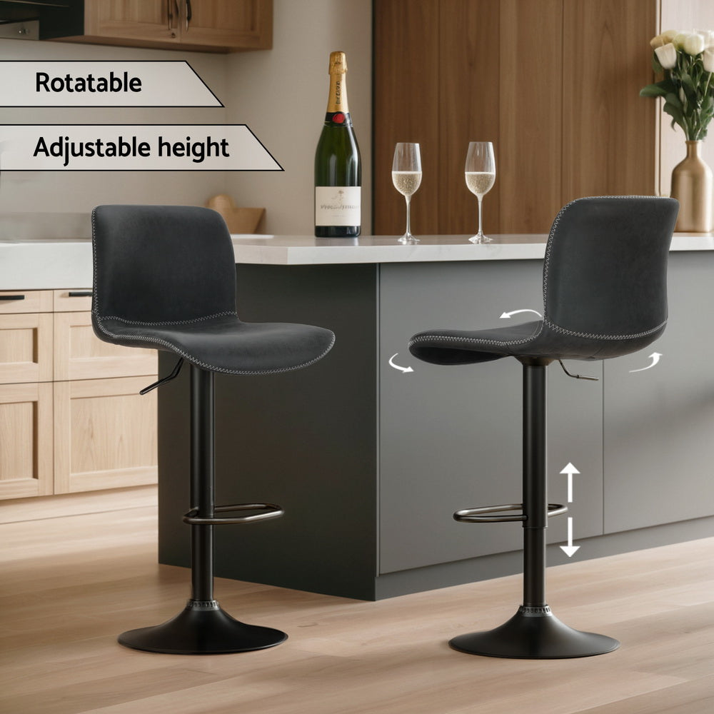 Table & Bar Stools: Artiss 2x Bar Stools Kitchen Swivel Bar Stool Gas Lift Chairs Barstools Black