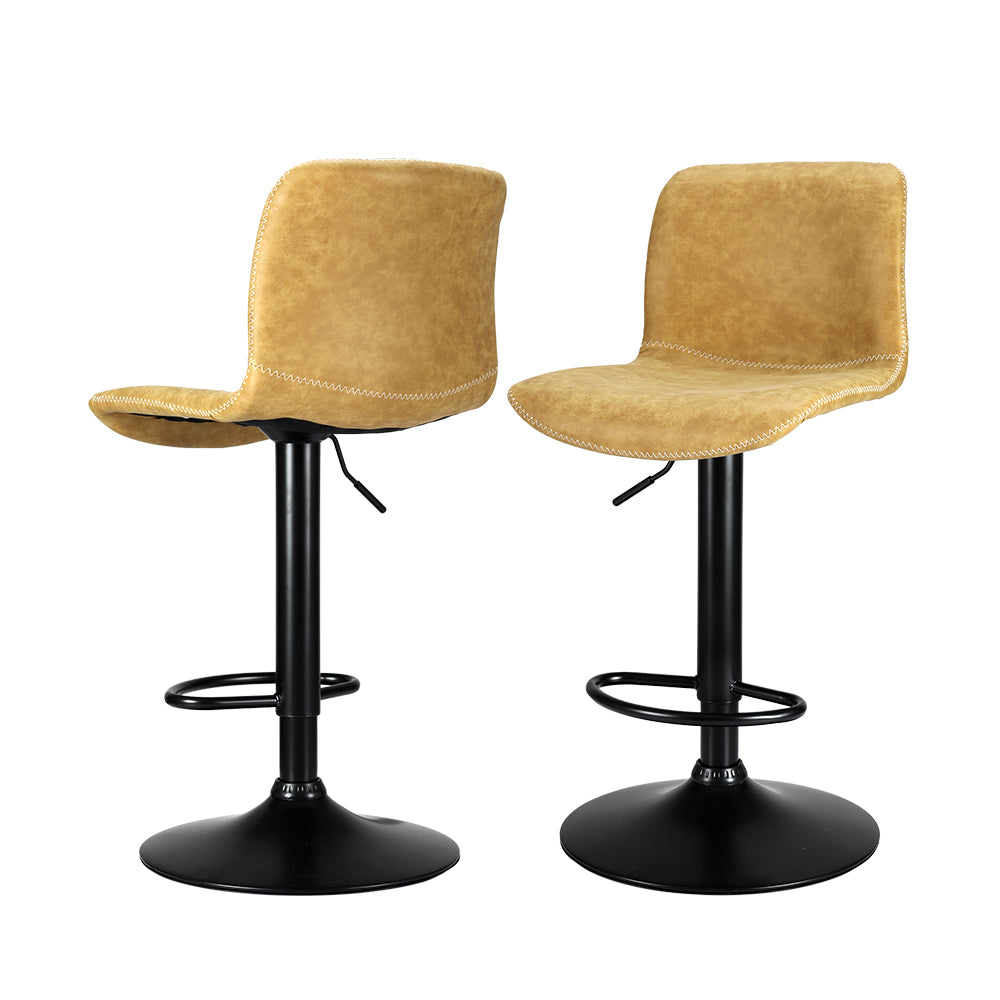 Table & Bar Stools: Artiss 2x Bar Stools Kitchen Swivel Bar Stool Gas Lift Chairs Barstools Brown