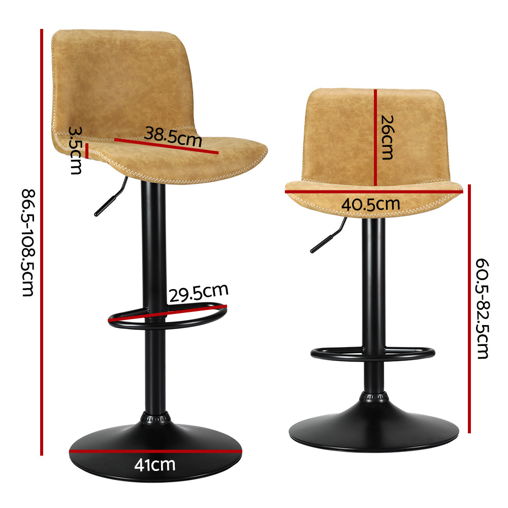 Table & Bar Stools: Artiss 2x Bar Stools Kitchen Swivel Bar Stool Gas Lift Chairs Barstools Brown