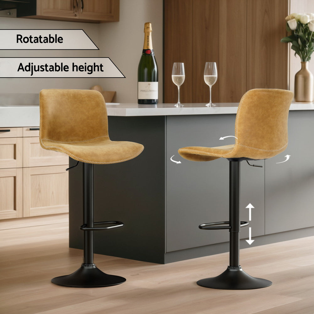 Table & Bar Stools: Artiss 2x Bar Stools Kitchen Swivel Bar Stool Gas Lift Chairs Barstools Brown