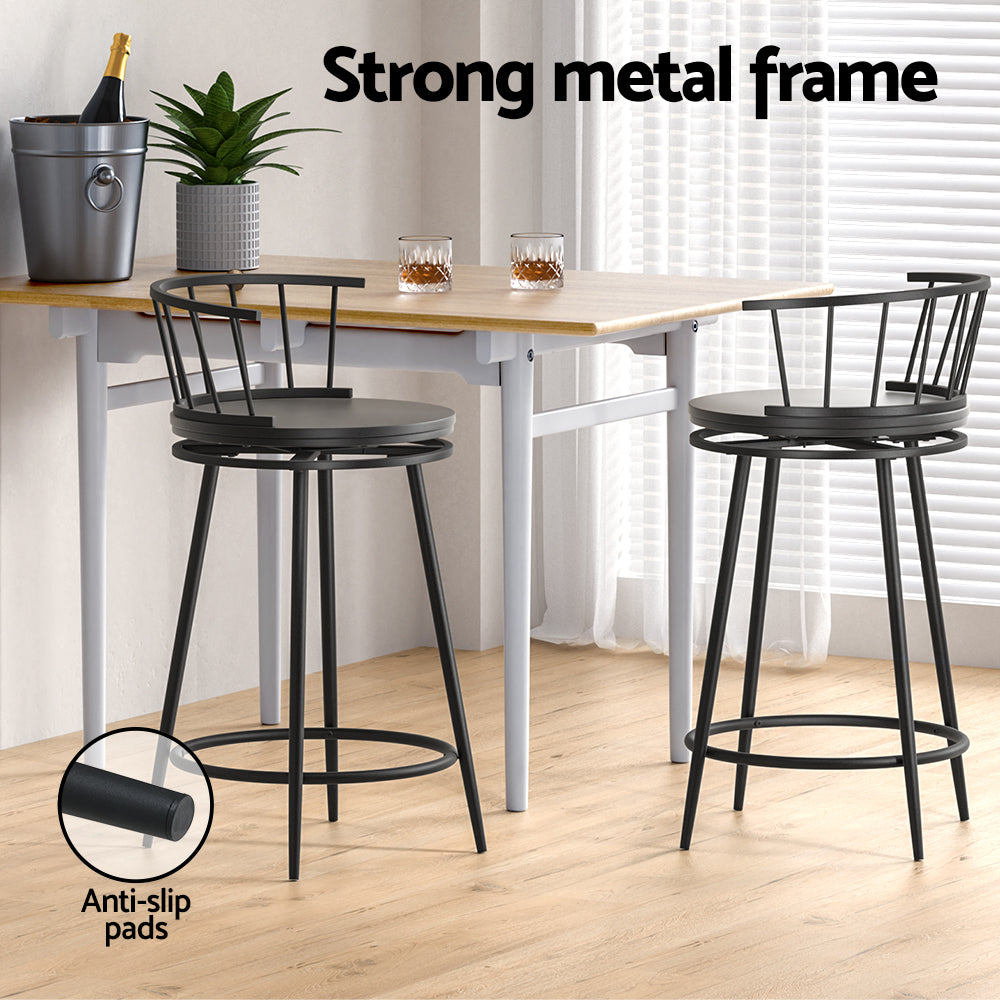 Table & Bar Stools: Artiss 2x Bar Stools Swivel Metal Chairs