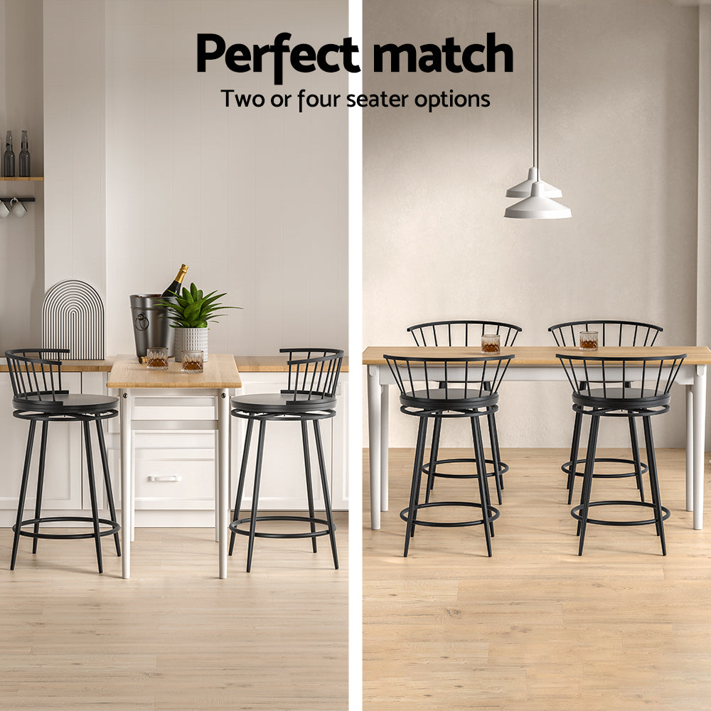 Table & Bar Stools: Artiss 2x Bar Stools Swivel Metal Chairs