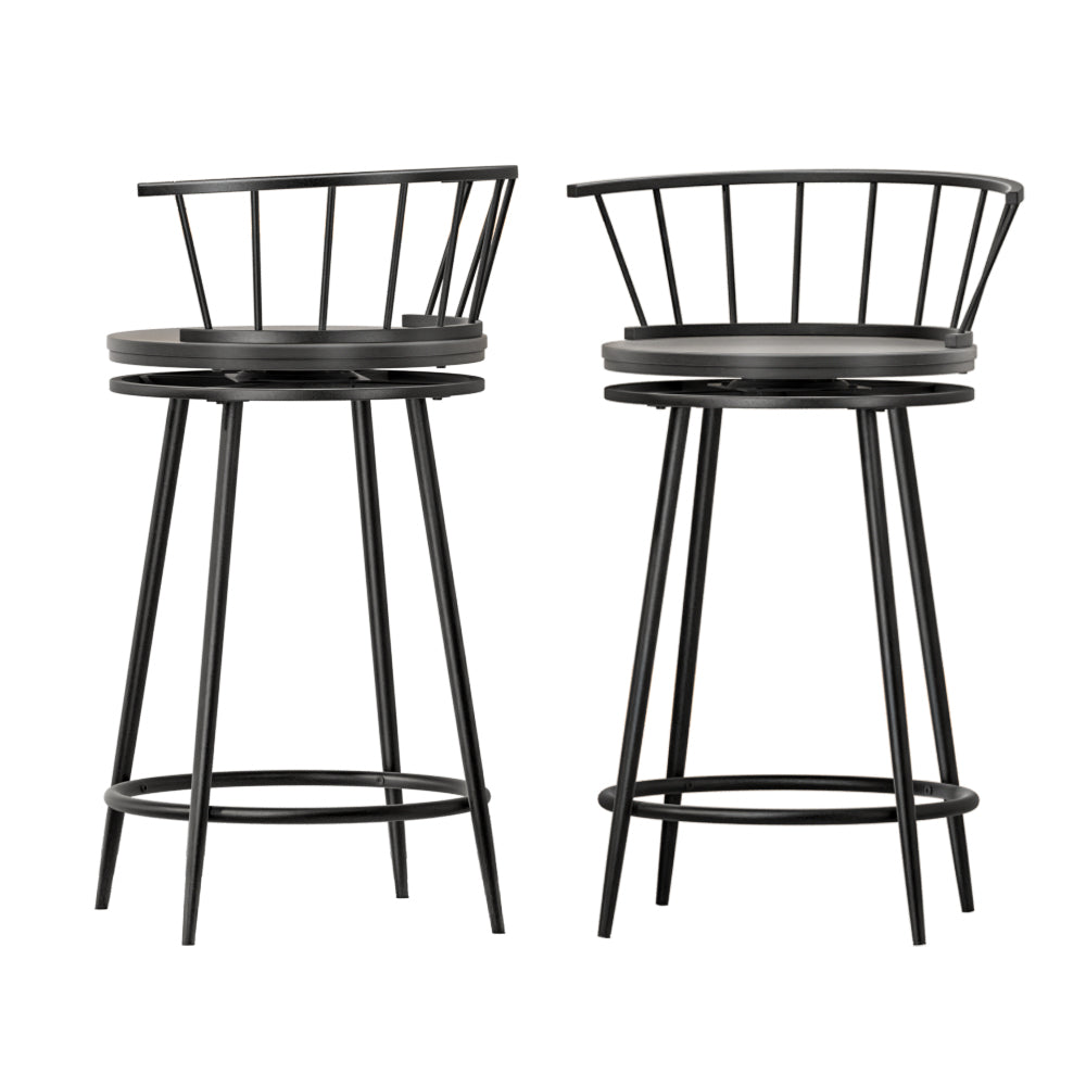 Table & Bar Stools: Artiss 2x Bar Stools Swivel Metal Chairs