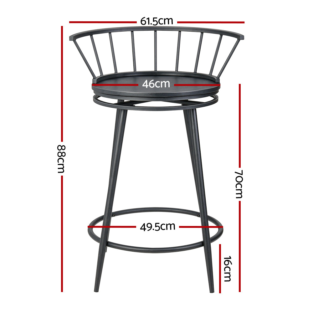 Table & Bar Stools: Artiss 2x Bar Stools Swivel Metal Chairs