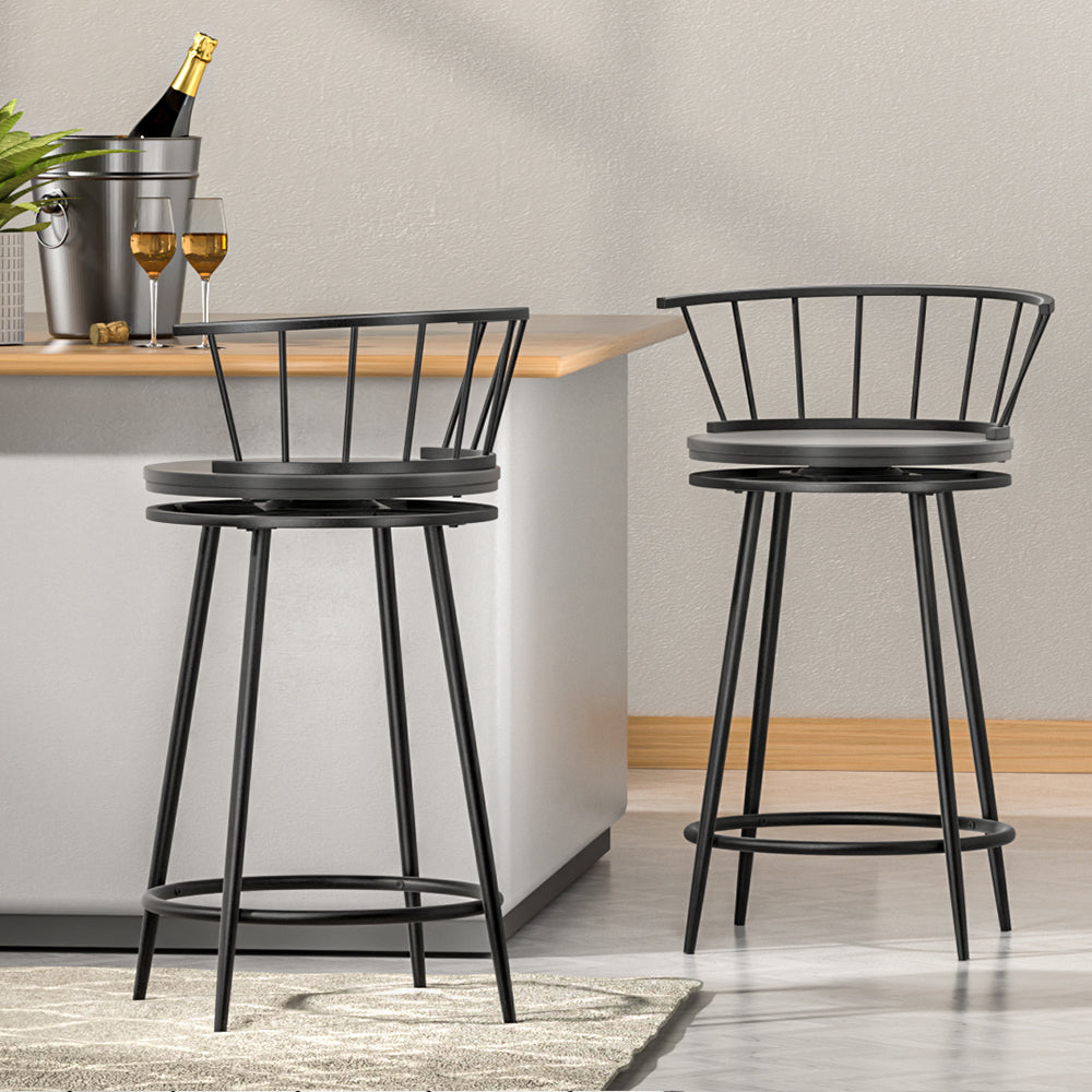 Table & Bar Stools: Artiss 2x Bar Stools Swivel Metal Chairs