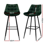 Table & Bar Stools: Artiss 4x Bar Stools Velvet Chairs Green