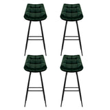 Table & Bar Stools: Artiss 4x Bar Stools Velvet Chairs Green