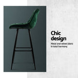 Table & Bar Stools: Artiss 4x Bar Stools Velvet Chairs Green
