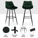 Table & Bar Stools: Artiss 4x Bar Stools Velvet Chairs Green