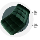 Table & Bar Stools: Artiss 4x Bar Stools Velvet Chairs Green