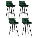 Table & Bar Stools: Artiss 4x Bar Stools Velvet Chairs Green