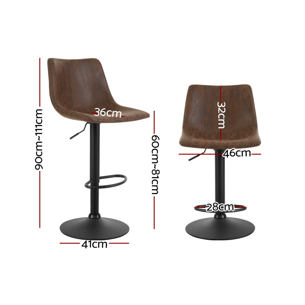 Table & Bar Stools: Artiss 2x Bar Stools Vintage Swivel Gas Lift Brown