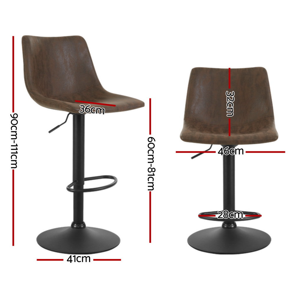 Table & Bar Stools: Artiss 4x Bar Stools Vintage Leather Swivel Gas Lift Brown
