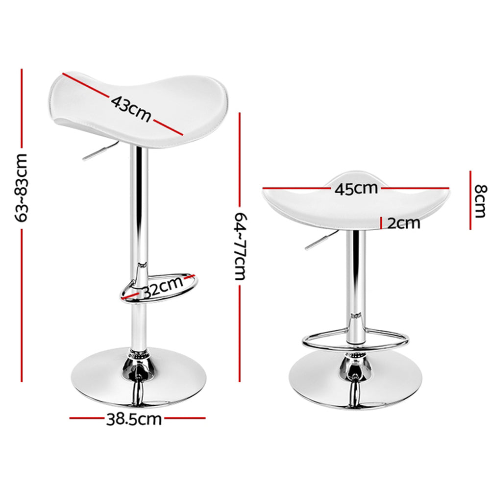 Table & Bar Stools: Artiss 4x Bar Stools Leather Gas Lift Chair White